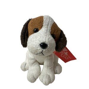 Russ Berrie Roxy White Brown Puppy Dog Plush Beanbag Luv Pets Chamois